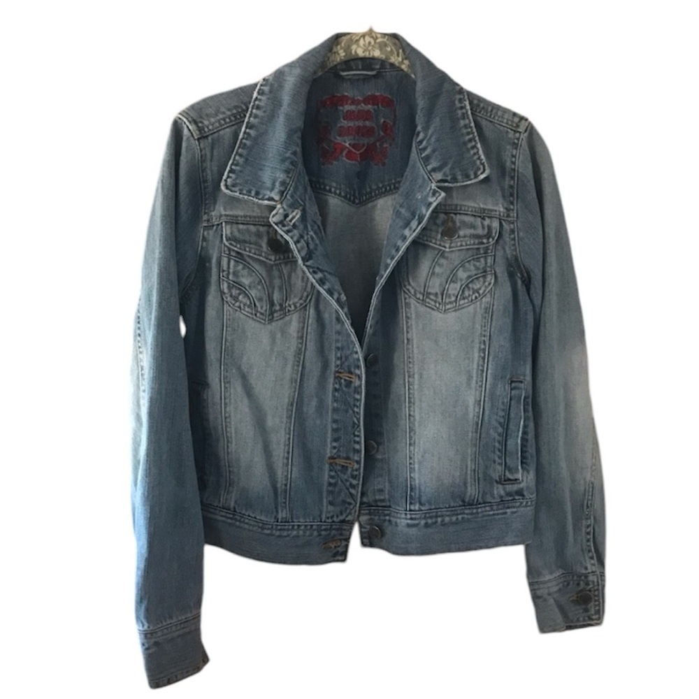 Jade Rocks Button Up Western Denim Jacket Size Large - Picture 6 of 7